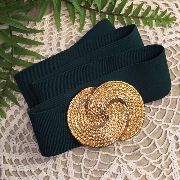 Vintage Accessories - Vintage Nan Lewis Entwined Circles Buckle Stretch Belt